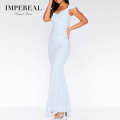 Long Ladies Simple Latest Pattern Bridesmaid Dress Light Blue